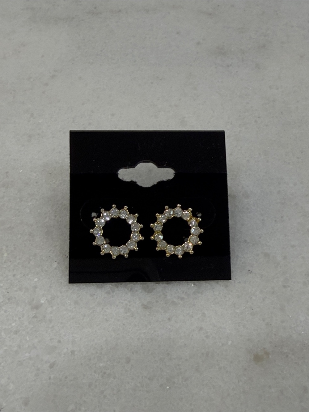 Gold-Tone Crystal Circle Stud Earrings - Women Jewelry